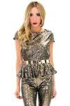 VARA SEQUIN PEPLUM TOP - Haute & Rebellious