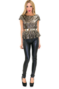 VARA SEQUIN PEPLUM TOP - Haute & Rebellious