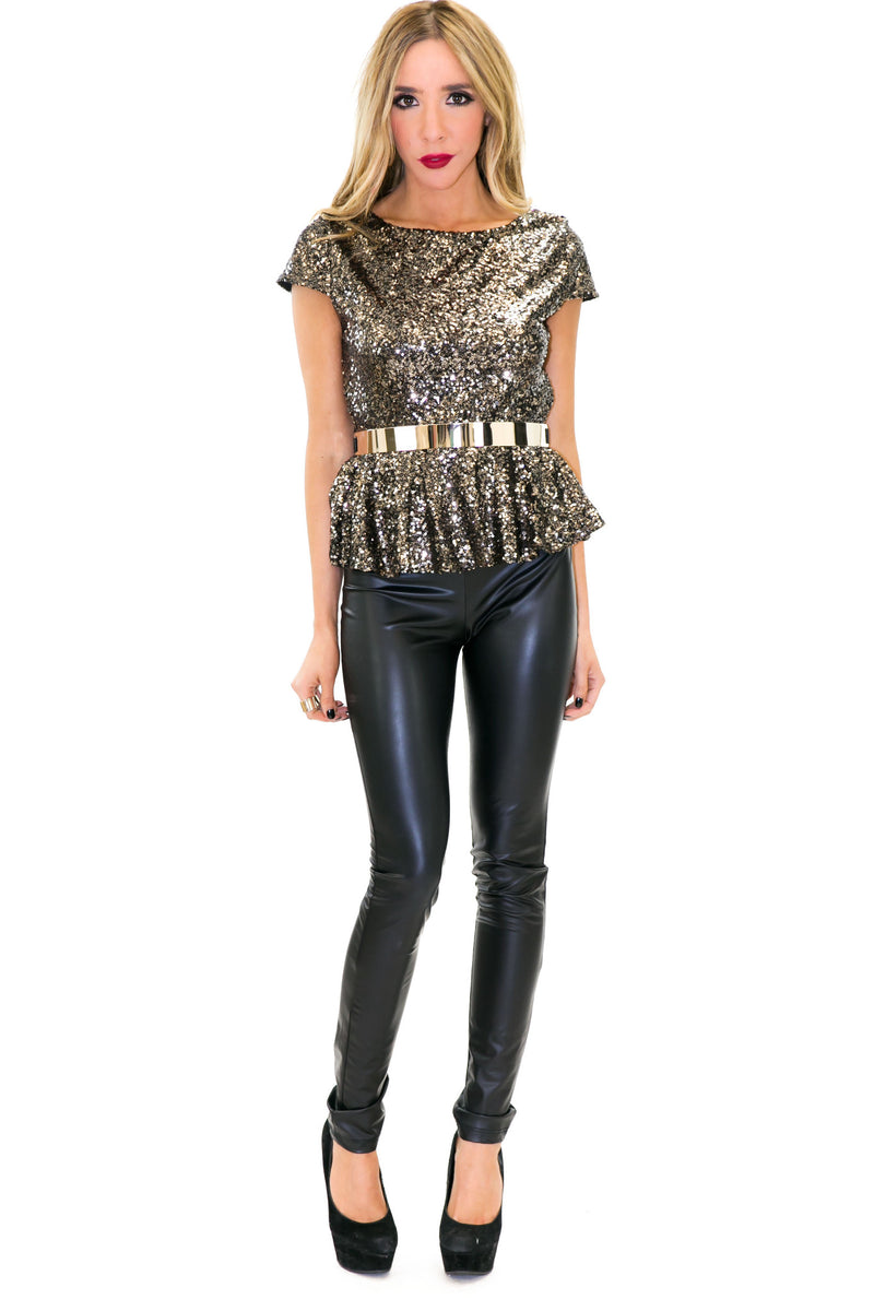 VARA SEQUIN PEPLUM TOP - Haute & Rebellious