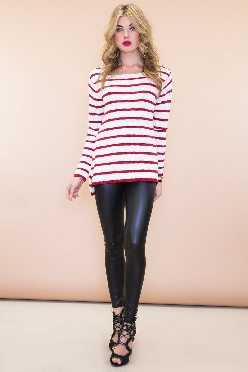 Nalley Striped Sweater - Red - Haute & Rebellious