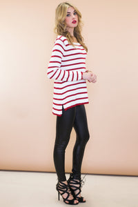 Nalley Striped Sweater - Red - Haute & Rebellious