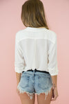 Jane Stone Frayed Denim Shorts - Haute & Rebellious