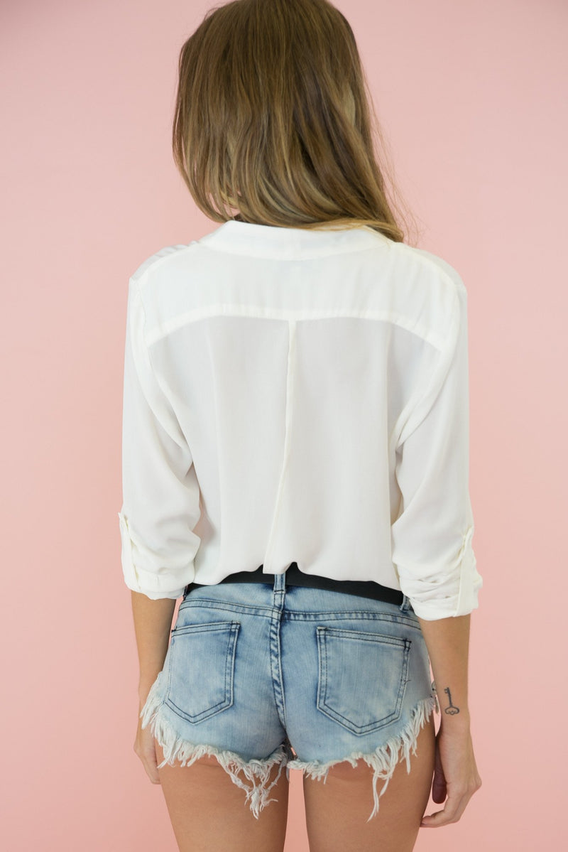 Jane Stone Frayed Denim Shorts - Haute & Rebellious