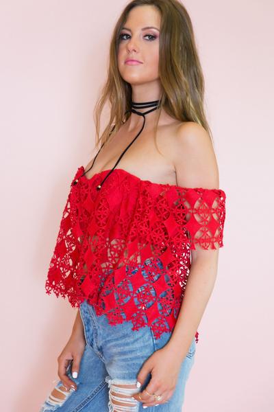 Off-Shoulder Crochet Top