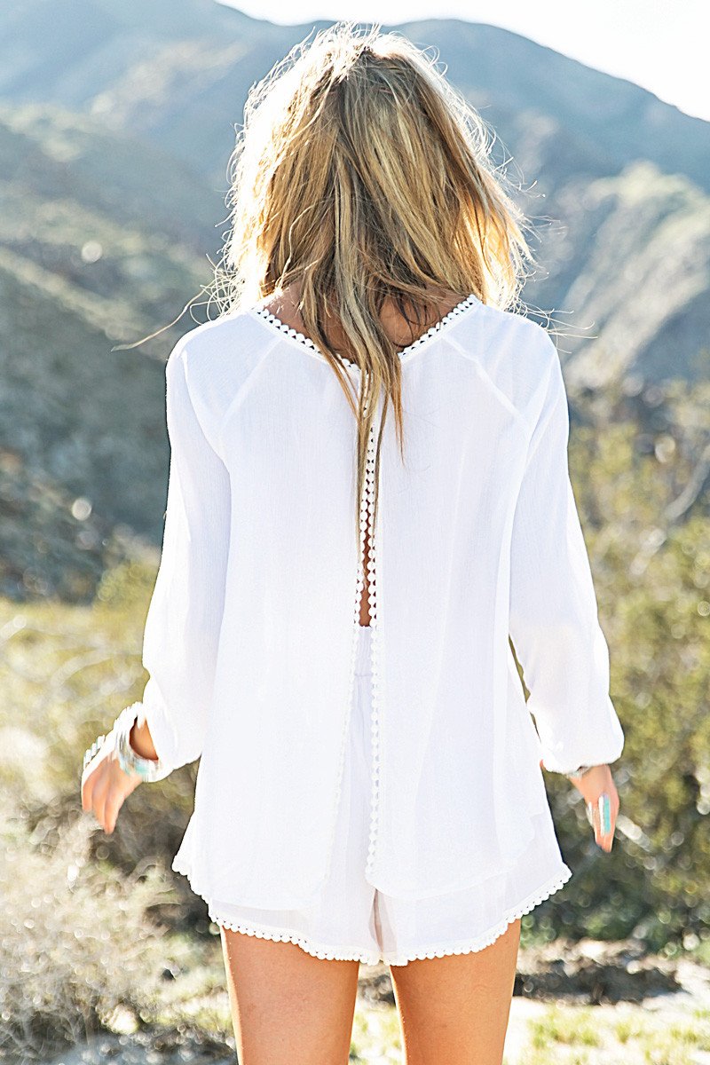 Bali Pom-Pom Slit-Back Linen Shirt - Haute & Rebellious