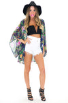 AIDA FLORAL PRINT CHIFFON KIMONO - Navy - Haute & Rebellious