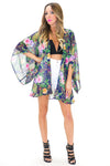 AIDA FLORAL PRINT CHIFFON KIMONO - Navy - Haute & Rebellious