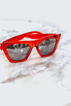 Reflective Square Cat Eye Sunglasses - Red