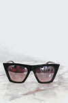 Reflective Square Cat Eye Sunglasses - Black