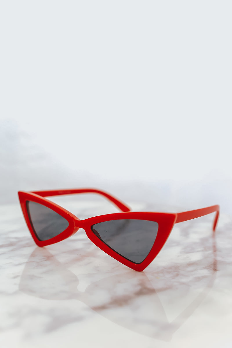 Retro Small Sunglasses - Red