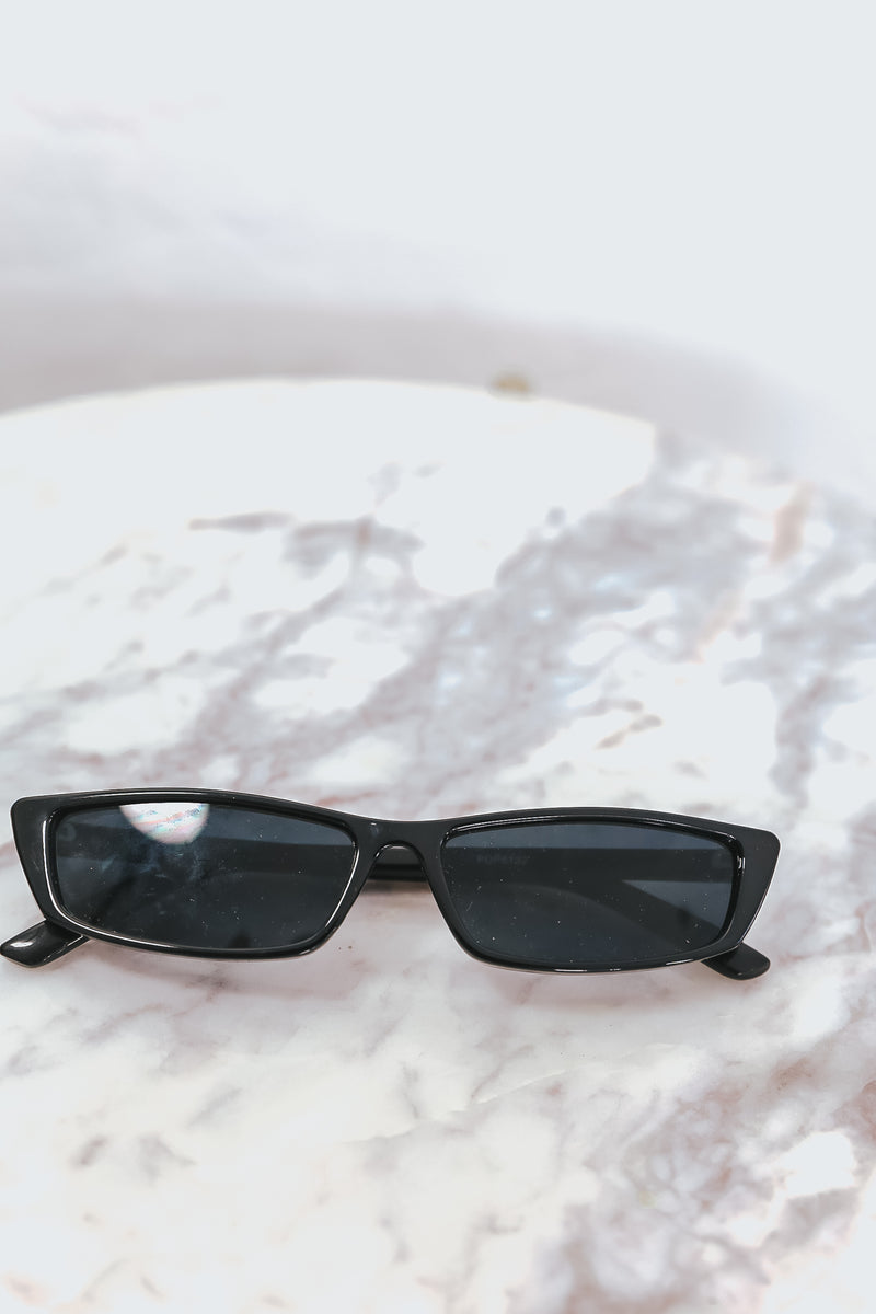 Rectangle Thin Sunglasses - Black