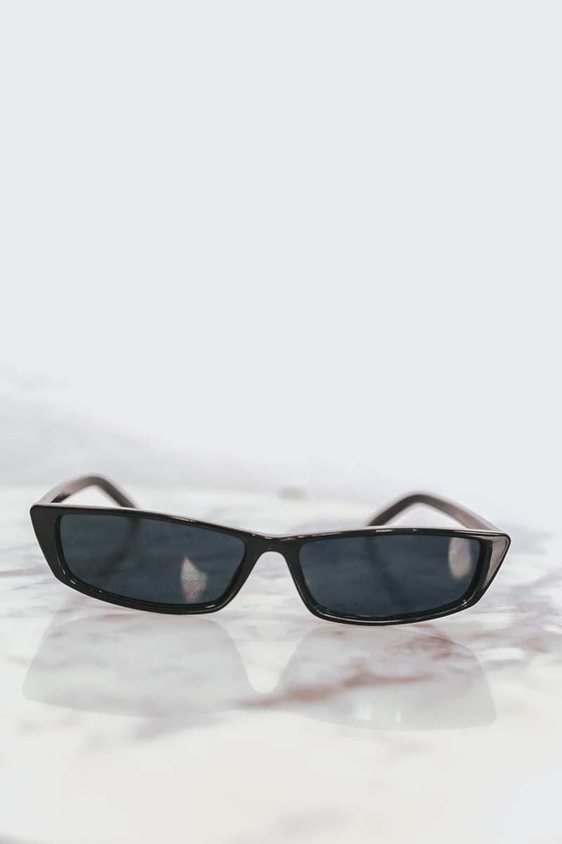 Rectangle Thin Sunglasses - Black