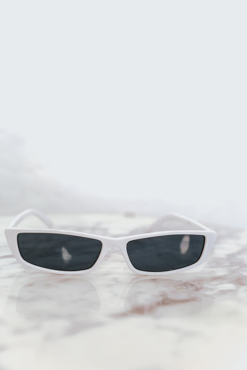 Rectangle Thin Sunglasses - White