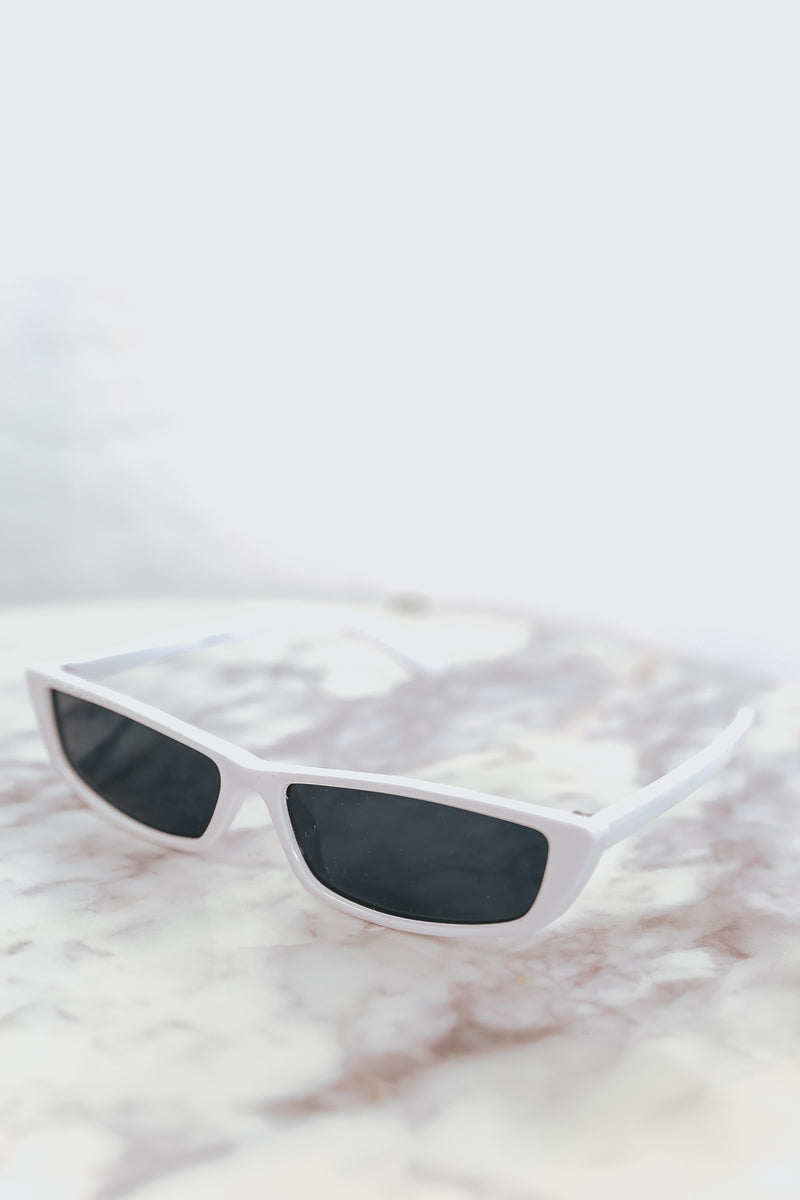 Rectangle Thin Sunglasses - White