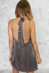 Private Party Satin Cami Dress - Charcoal Grey - Haute & Rebellious