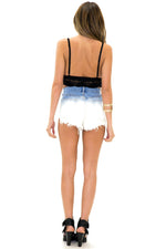 AZTEC PRINT DIP-DYE DENIM SHORTS - Haute & Rebellious