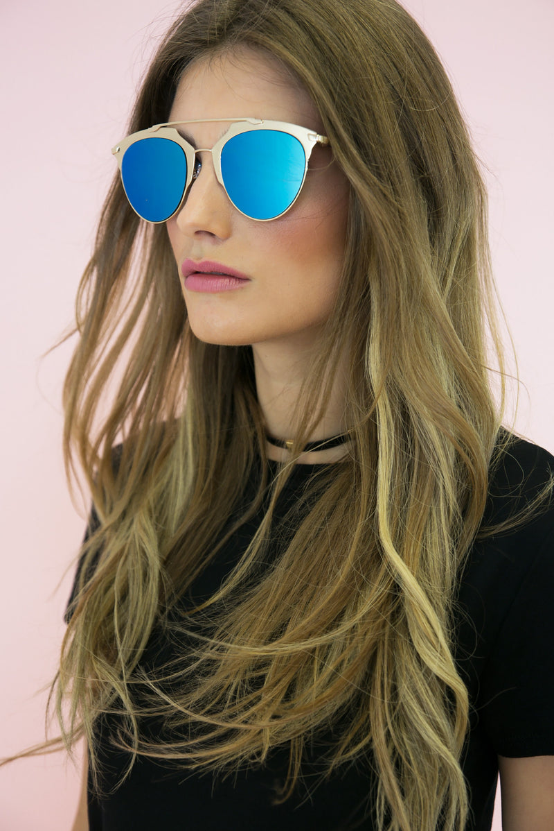 Skylar Reflective Sunglasses - SilverBlue - Haute & Rebellious