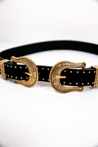 Double Buckle Belt - Gold/Black