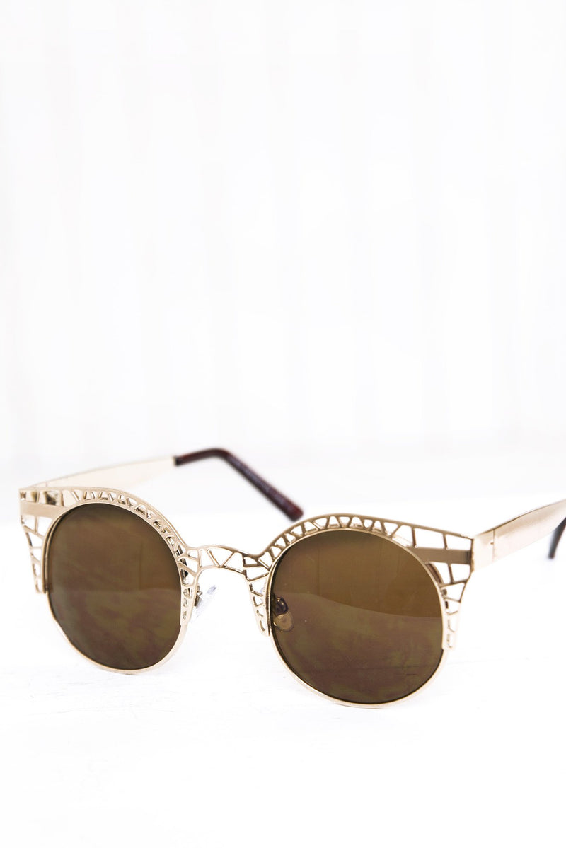 Celina Cutout Shades - Gold/Green Tint - Haute & Rebellious