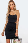 Crop Top with Curved Neckline - Black