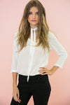 The Neck Tie Blouse - White - Haute & Rebellious