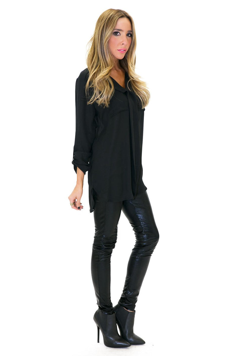 BALDWIN CHIFFON BLOUSE - Black - Haute & Rebellious