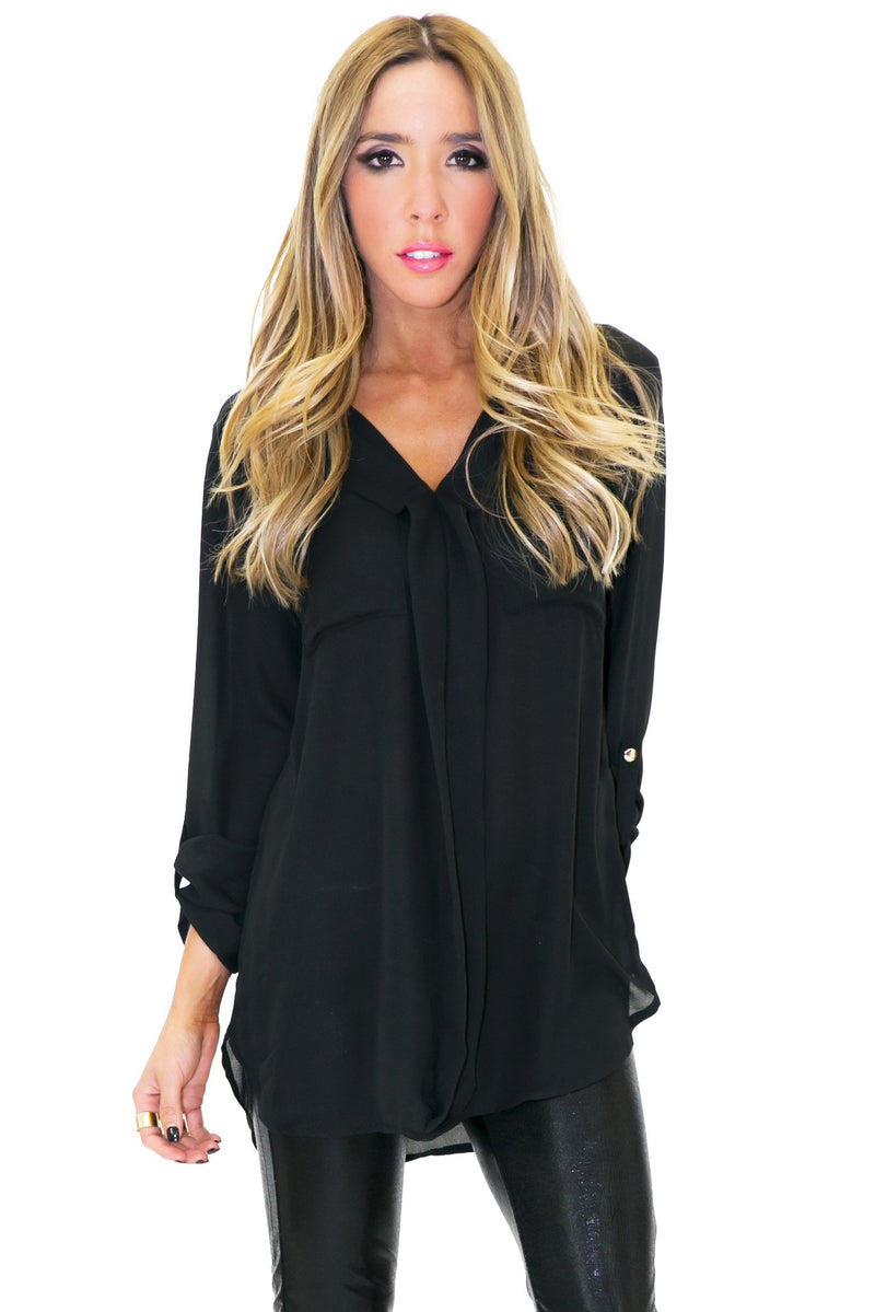 BALDWIN CHIFFON BLOUSE - Black - Haute & Rebellious