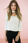The Neck Tie Blouse - White - Haute & Rebellious
