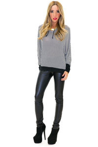 BLAINE STRIPED HOODED SWEATSHIRT TOP - Haute & Rebellious