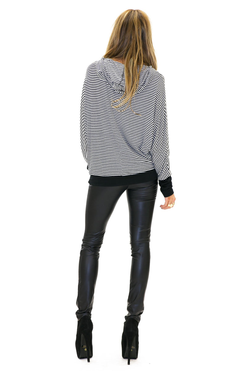 BLAINE STRIPED HOODED SWEATSHIRT TOP - Haute & Rebellious