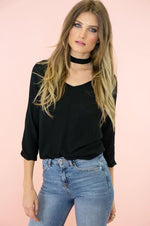 The Neck Tie Blouse - Black