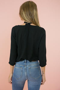 The Neck Tie Blouse - Black