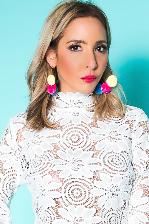 Hoop Pom-Pom Earrings - Yellow - Haute & Rebellious