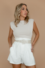 Shoulder padded Bodysuit - Ivory