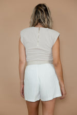 Shoulder padded Bodysuit - Ivory