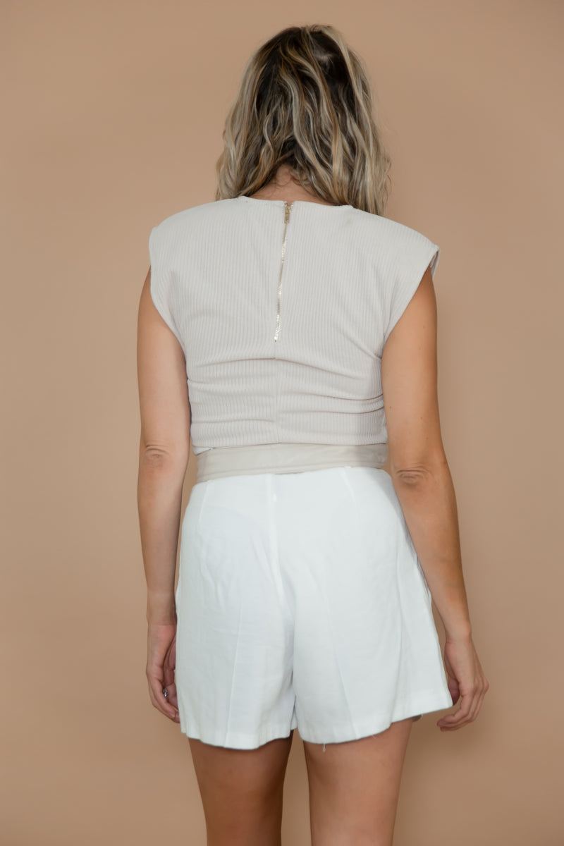 Shoulder padded Bodysuit - Ivory