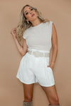 Shoulder padded Bodysuit - Ivory