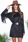 Dana Suede Fringe Sleeve Dress - Haute & Rebellious
