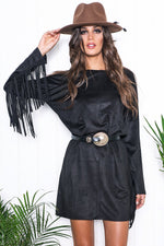 Dana Suede Fringe Sleeve Dress - Haute & Rebellious