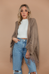 Fringe Poncho Sweater - Beige