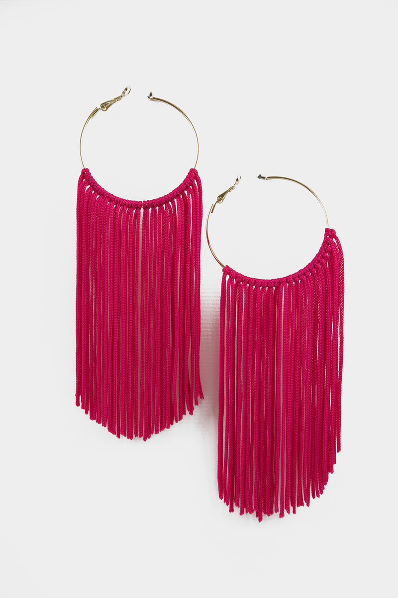 Fringe Fiesta Earring - Fuchsia - Haute & Rebellious