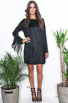 Dana Suede Fringe Sleeve Dress - Haute & Rebellious