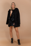 Terry Fur Coat Blazer - Black