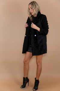 Terry Fur Coat Blazer - Black