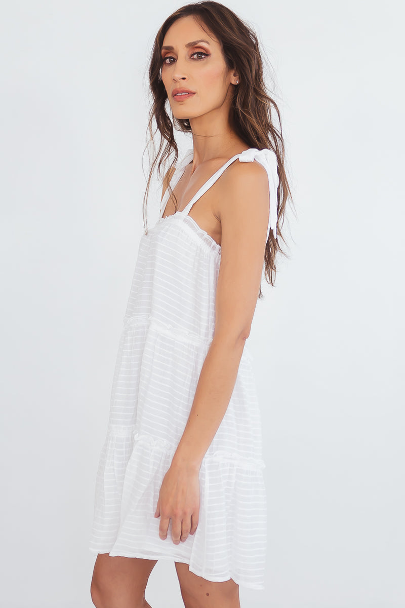 Sweetheart Tie-Shoulder Sun Dress - White