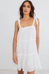 Sweetheart Tie-Shoulder Sun Dress - White