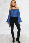 I Can Be There Off-the-Shoulder Top - Dark Blue - Haute & Rebellious