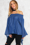 I Can Be There Off-the-Shoulder Top - Dark Blue - Haute & Rebellious