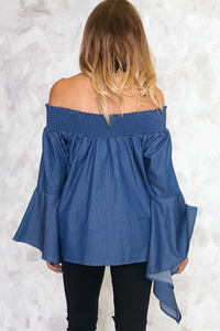 I Can Be There Off-the-Shoulder Top - Dark Blue - Haute & Rebellious