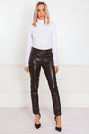 Faux Leather Pants With Contrast Binding